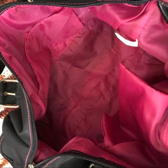 Y2K Goth Grunge Black Pink Carryon Duffle Hand Bag Purse Work Gym School Buckles - Picture 3 of 7